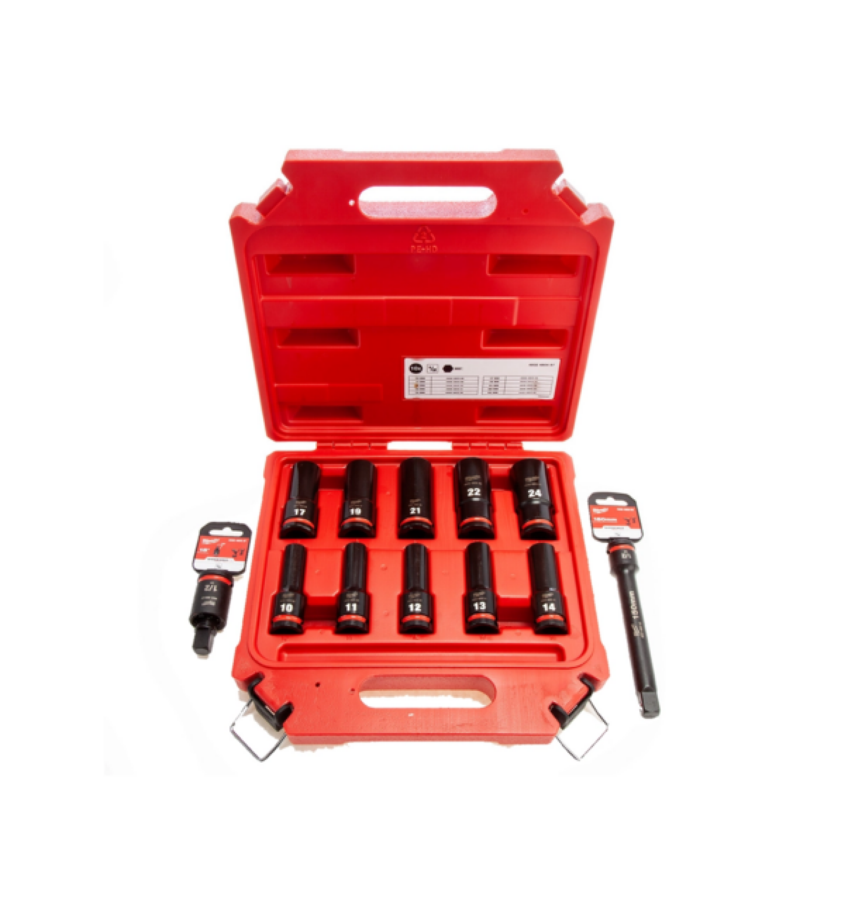 SET NAS.DUBOKIH KLJUČEVA 1/2” IMPACT 10 KOM+PRODUŽETAK+ZGLOB MILWAUKEE 4932492652 040197813
