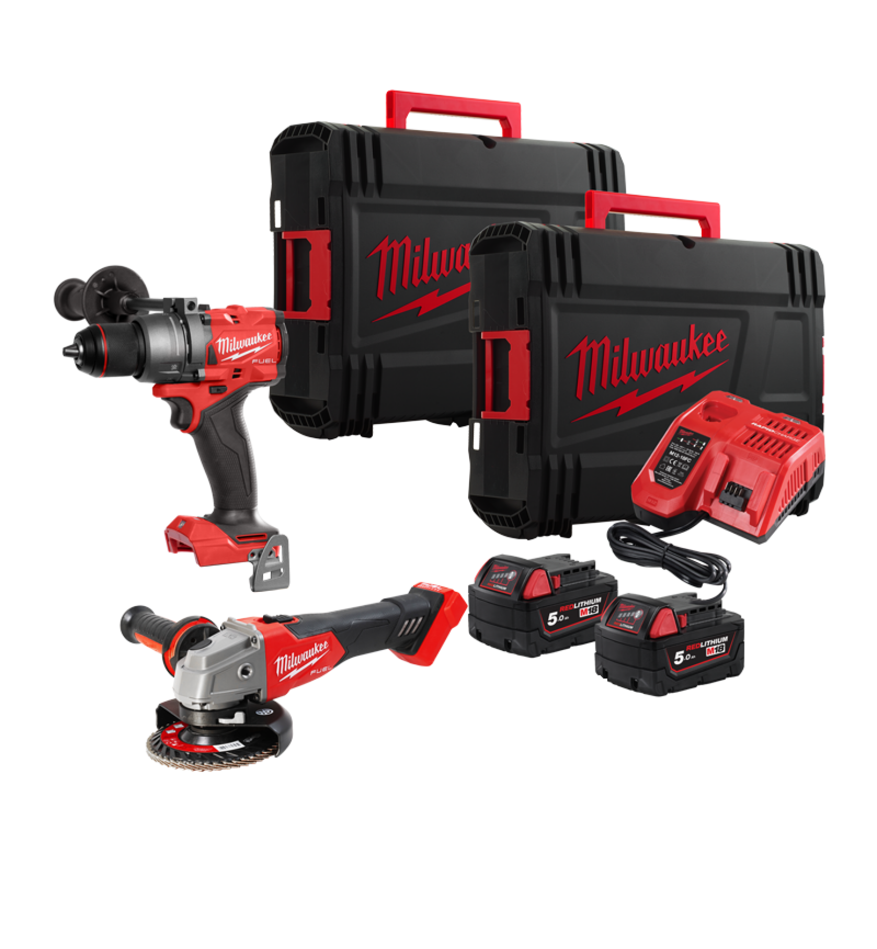 SET AKU IZVIJAČ UDARNI M18 FPD3-502X + BRUSILICA AKU M18 FSAG125X-0X MILWAUKEE 050216850