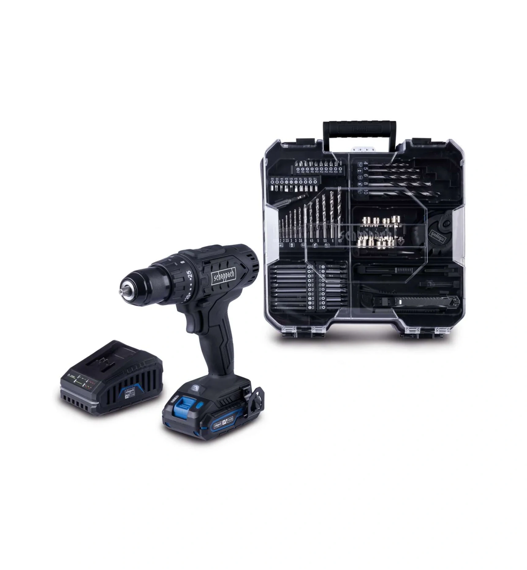 Scheppach aku bušilica odvijač sa 74 komada pribora IXES C-BSB74/1BE-X – Kit